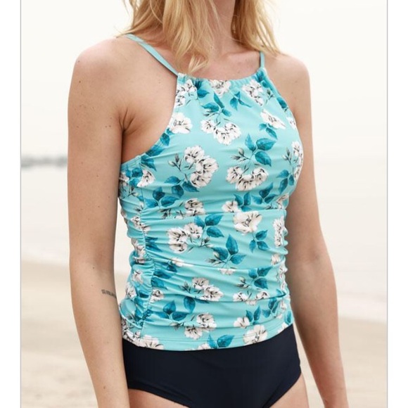 Flower Print Ruched Design Tankini Set - Picture 3 of 5